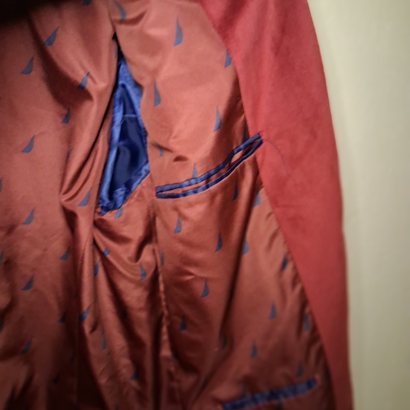 Nautical Men's Red Velvet Blazer Suit Jacket - Picture 8 of 10